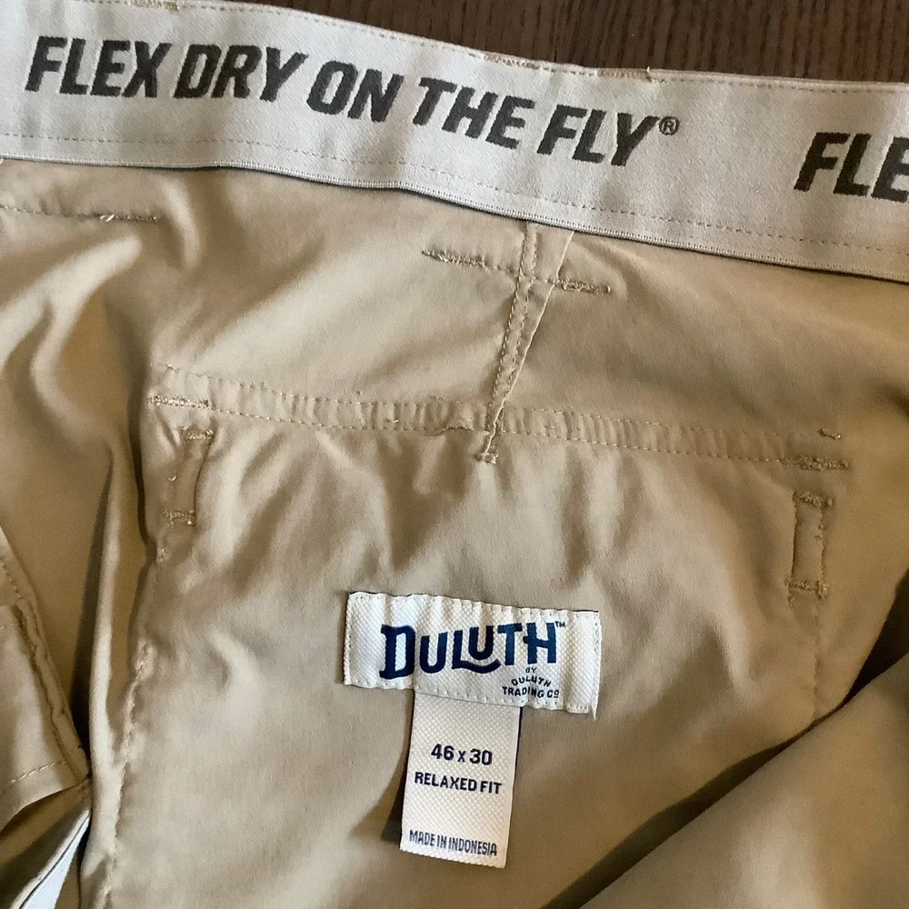 Duluth Trading Co Dry On The Fly Relaxed Fit Cargo Pants Mens 46x30 Khaki Tan